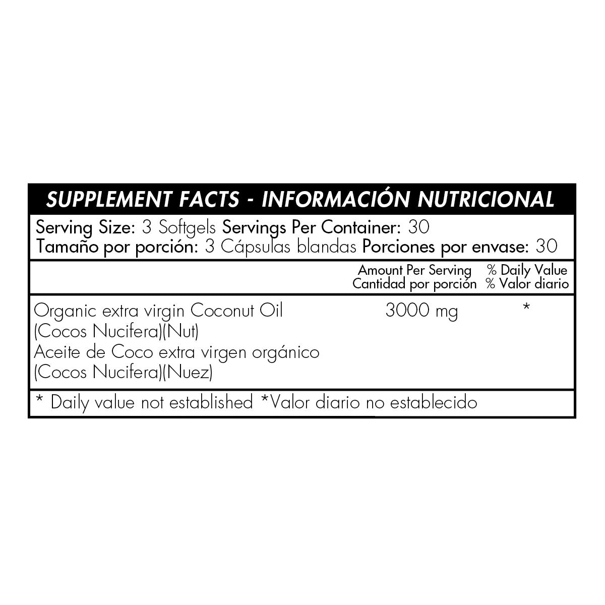 Aceite de Coco - 3000mg - 90 Cápsula - Healthy America