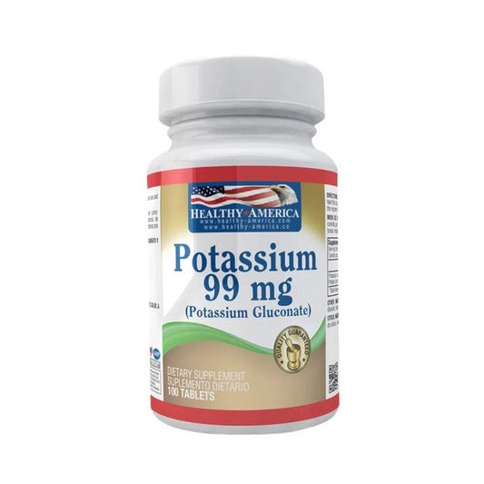 Chelated Potassium - 99mg - 100 Tabletas - Healthy America