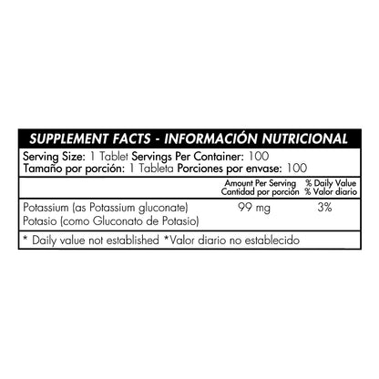 Chelated Potassium - 99mg - 100 Tabletas - Healthy America