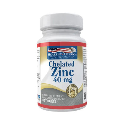 Chelated Zinc - 40mg - Healthy America