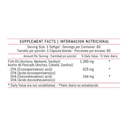 FISH OMEGA 3 - 1.360mg - 60 Cápsulas - Healthy America