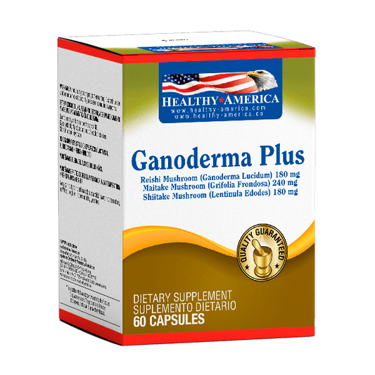 Ganoderma Plus - 180mg - 60 Cápsulas - Healthy America