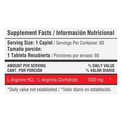 L-Arginine HCL 1000mg 60 Capsulas - Healthy Sports