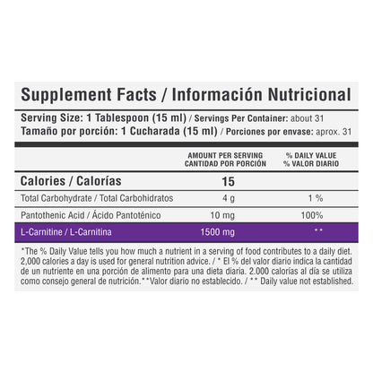 L carnitina 1500mg - Sabor a uva - Healthy Sports