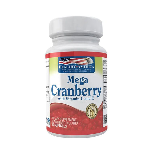 Mega Cranberry - 850mg - Con vitamina C&E - 60 Cápsulas - Healthy America
