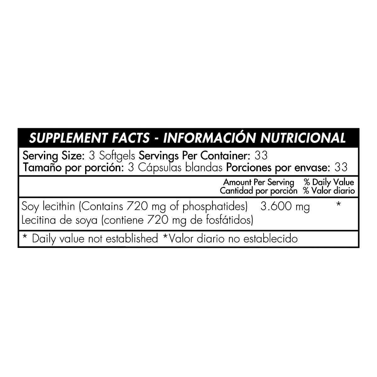 Mega Lecithin - 1200mg - 100 Cápsulas - Healthy America