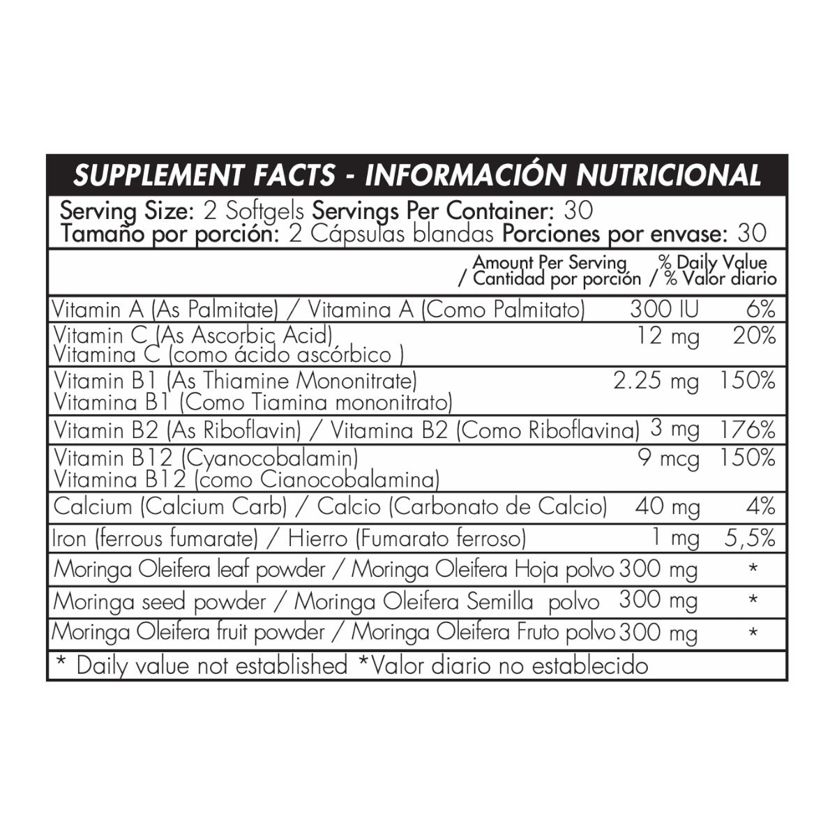 Moringa Complex - 1200mg - 60 Cápsulas - Healthy America