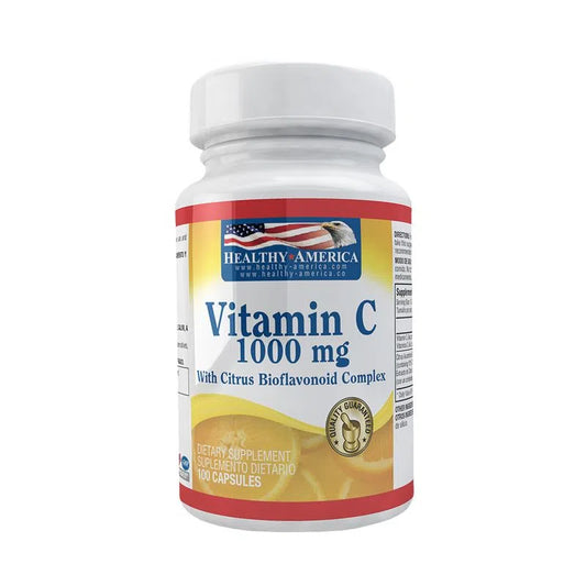 Vitamina C - 1000mg Plus - Bioflavonoides - 100 Cápsulas - Healthy America