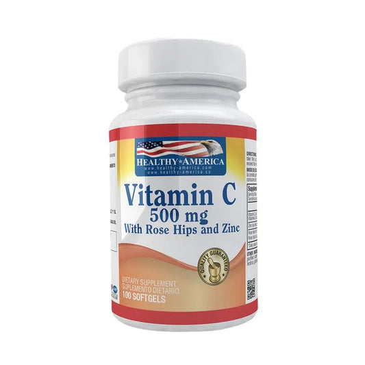 Vitamina C - Con Rosas y zinc - 500mg - Healthy America