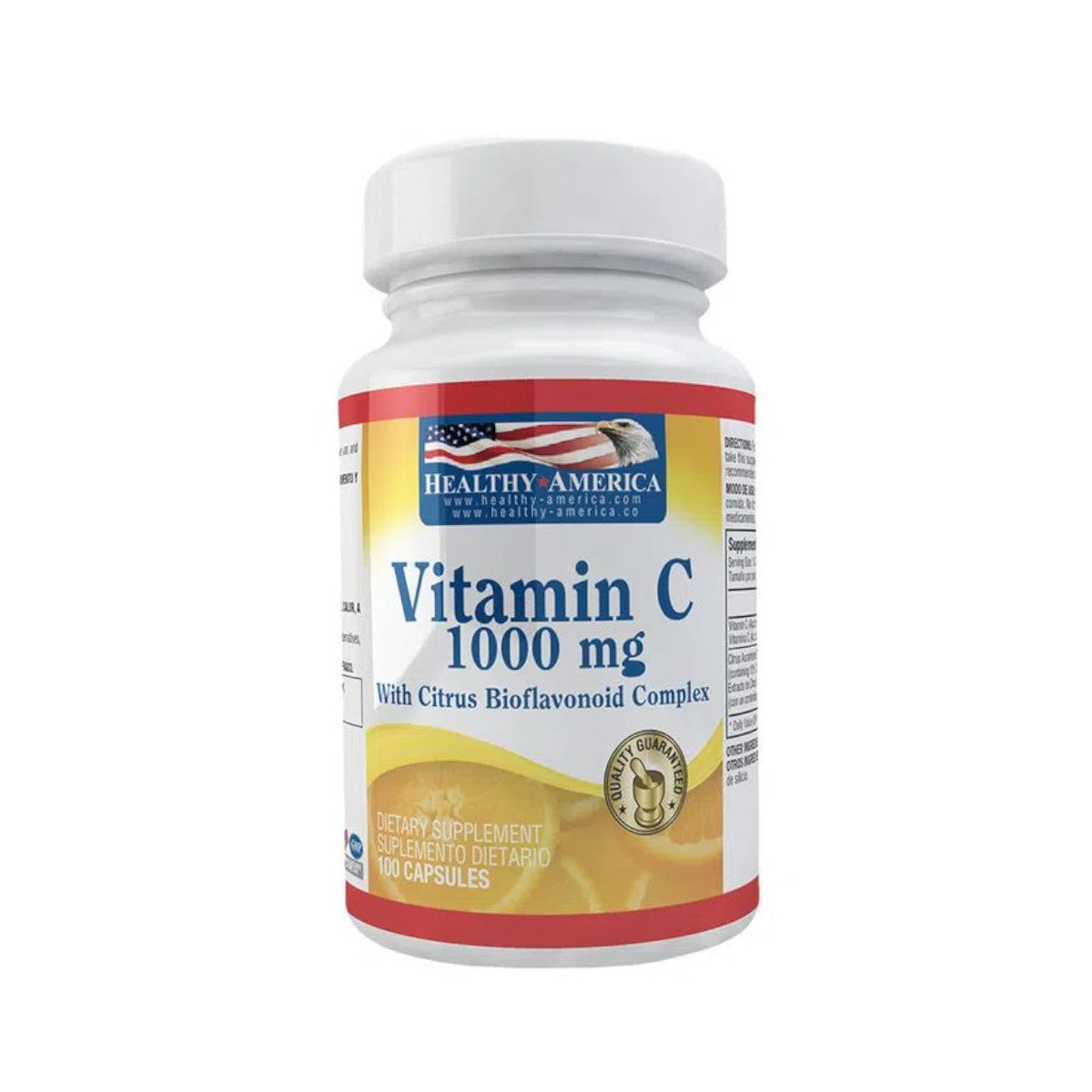 Vitamina C - 1000mg Plus - Bioflavonoides - 100 Cápsulas - Healthy America