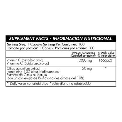 Vitamina C - 1000mg Plus - Bioflavonoides - 100 Cápsulas - Healthy America